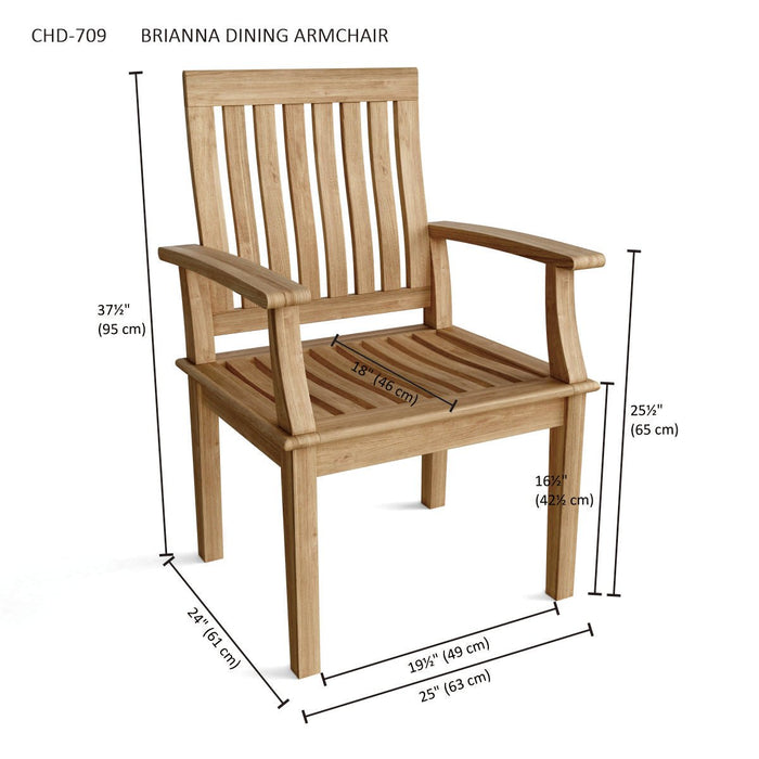 Teak Outdoor Dining Arm Chair - Brianna - Teak HQ™