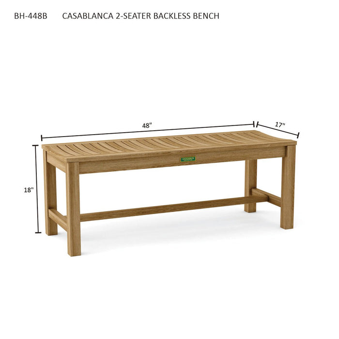 Teak Outdoor Dining Bench (2 - Seater) - Casablanca - Teak HQ™