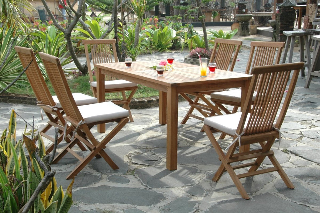 Teak Outdoor Dining Furniture - Montage (Table) & Bristol (6 Chairs) - Teak HQ™