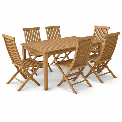 Teak Outdoor Dining Furniture - Montage (Table) & Bristol (6 Chairs) - Teak HQ™