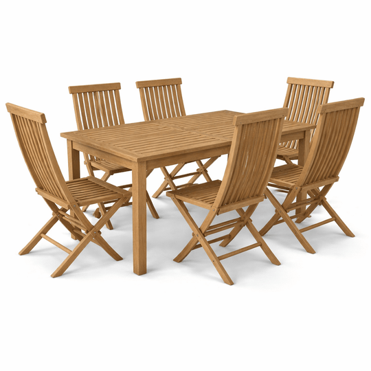 Teak Outdoor Dining Furniture - Montage (Table) & Bristol (6 Chairs) - Teak HQ™