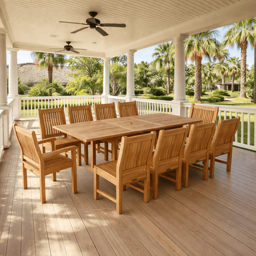 Teak Outdoor Dining Set for 10 - Bahama (Table) & Sahara (Chairs) - Teak HQ™