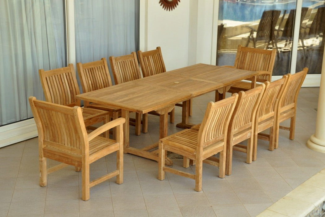 Teak Outdoor Dining Set for 10 - Bahama (Table) & Sahara (Chairs) - Teak HQ™