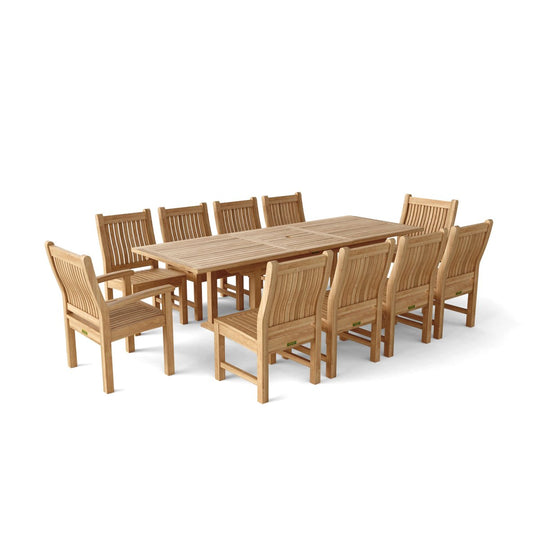 Teak Outdoor Dining Set for 10 - Bahama (Table) & Sahara (Chairs) - Teak HQ™