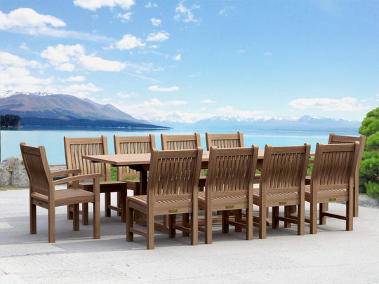 Teak Outdoor Dining Set for 10 - Bahama (Table) & Sahara (Chairs) - Teak HQ™