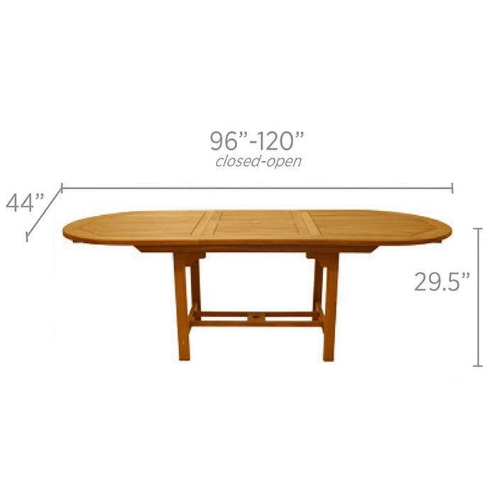 Teak Outdoor Dining Table for 10 (120" Long Oval) - Family - Teak HQ™