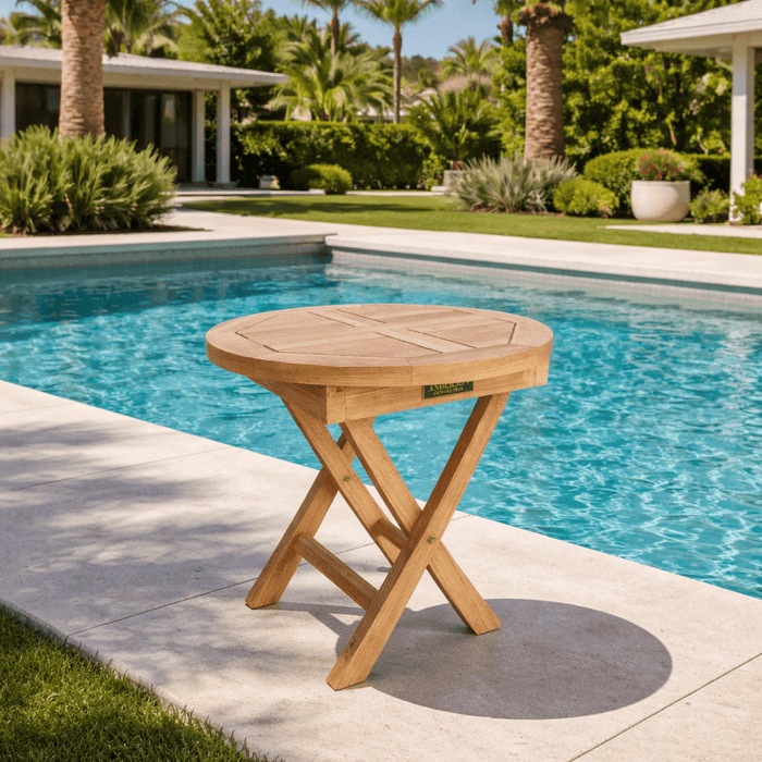 Teak Outdoor Folding Table (20" Round) - Bahama - Teak HQ™