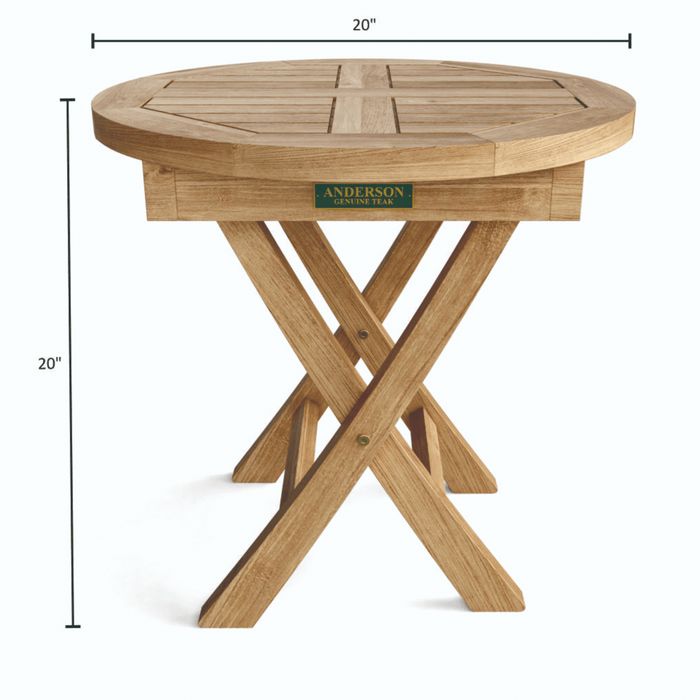 Teak Outdoor Folding Table (20" Round) - Bahama - Teak HQ™