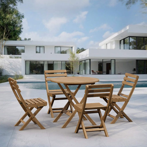 Teak Outdoor Furniture Dining Set - Chester (Table) & Alabama (4 Chairs) - Teak HQ™