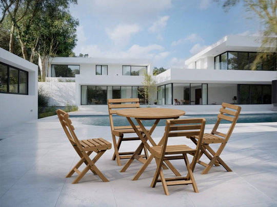 Teak Outdoor Furniture Dining Set - Chester (Table) & Alabama (4 Chairs) - Teak HQ™