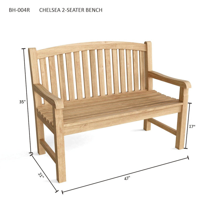 Teak Outdoor Garden Bench (2 - Seater) - Chelsea - Teak HQ™