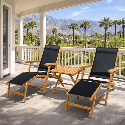 Teak Outdoor Lounge Set - 2 Steamers + Picnic Table - Teak HQ™