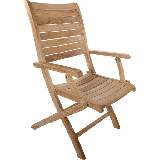 Teak Outdoor Patio Folding Chair With Arm Rests - Portico - Teak HQ™