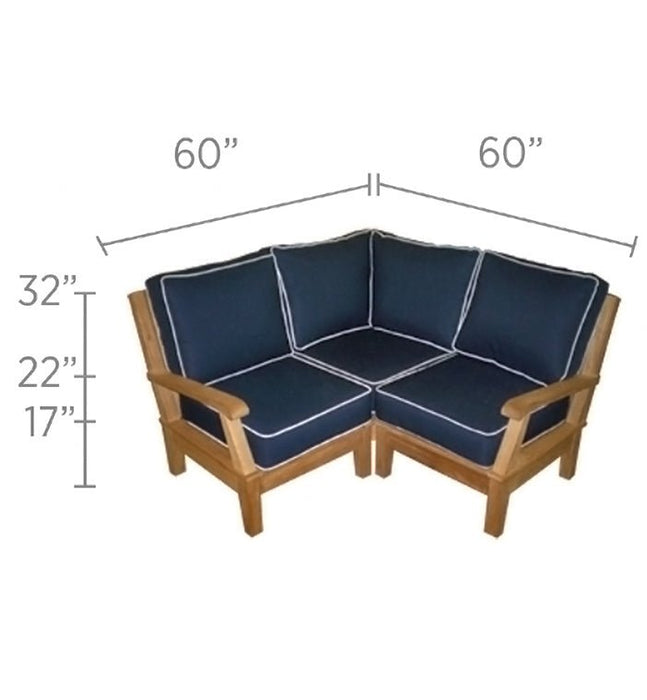 Teak Outdoor Sectional Furniture (Left End + Right End + Corner Combo) - Miami - Teak HQ™