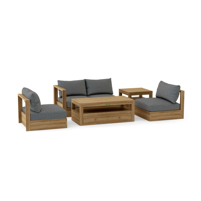 Teak Outdoor Sectional Sofa - Copacabana 5 - Piece Modular Set - Teak HQ™