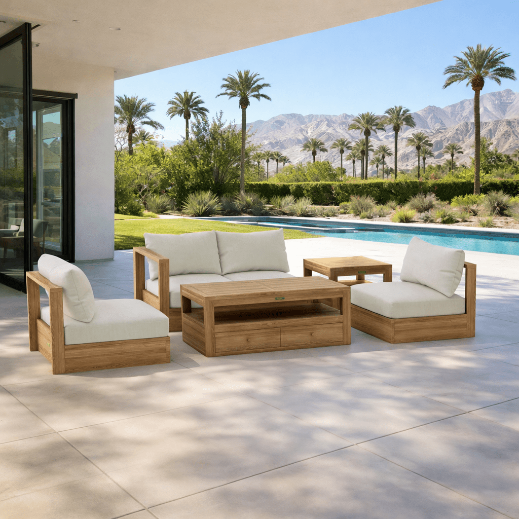 Teak Outdoor Sectional Sofa - Copacabana 5 - Piece Modular Set - Teak HQ™