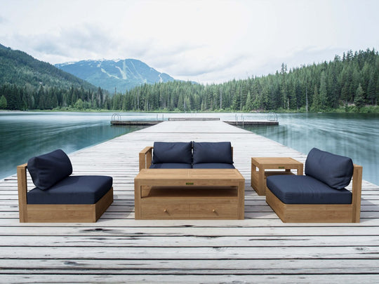 Teak Outdoor Sectional Sofa - Copacabana 5 - Piece Modular Set - Teak HQ™