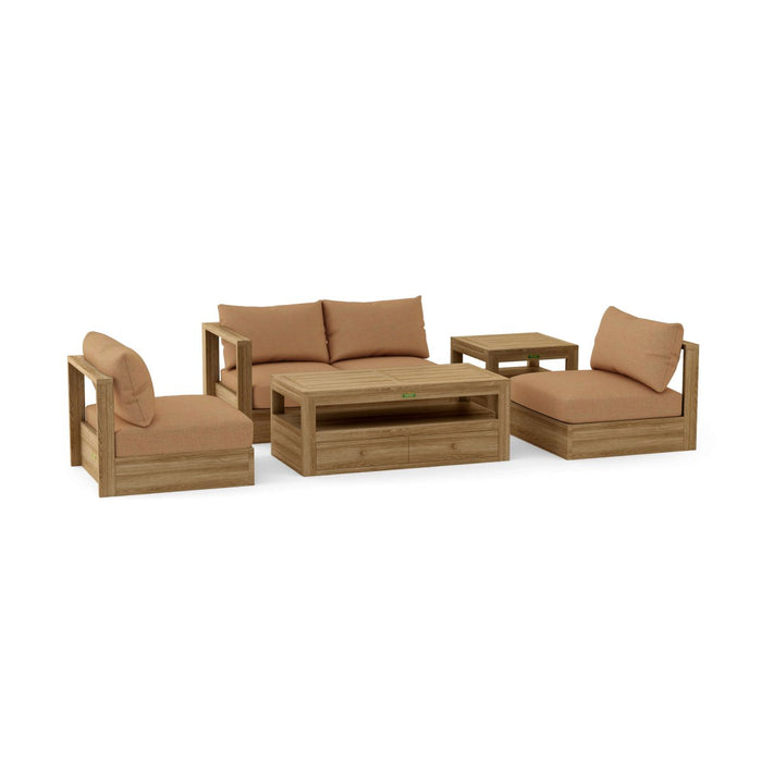 Teak Outdoor Sectional Sofa - Copacabana 5 - Piece Modular Set - Teak HQ™