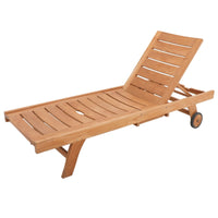 Teak Outdoor Sun Lounger With Adjustable Seat & Slide-Out Side Table - Portico
