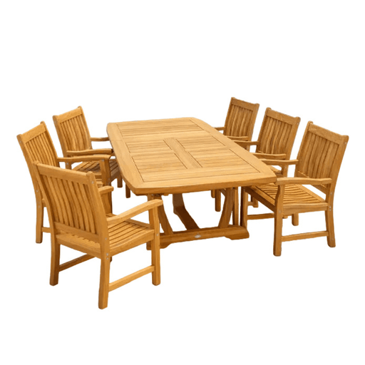 Teak Outdoor Table / Chairs - Gala (Table) & Compass (6 Chairs) - Teak HQ™