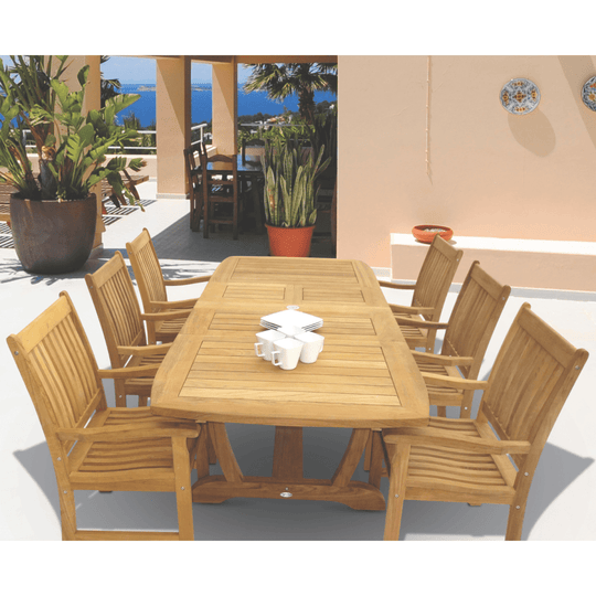 Teak Outdoor Table / Chairs - Gala (Table) & Compass (6 Chairs) - Teak HQ™