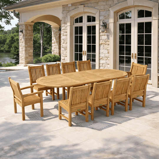 Teak Oval Dining Table and Chairs (10) - Sahara - Teak HQ™