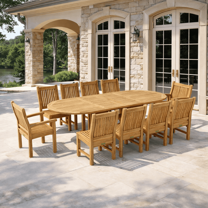 Teak Oval Dining Table and Chairs (10) - Sahara - Teak HQ™