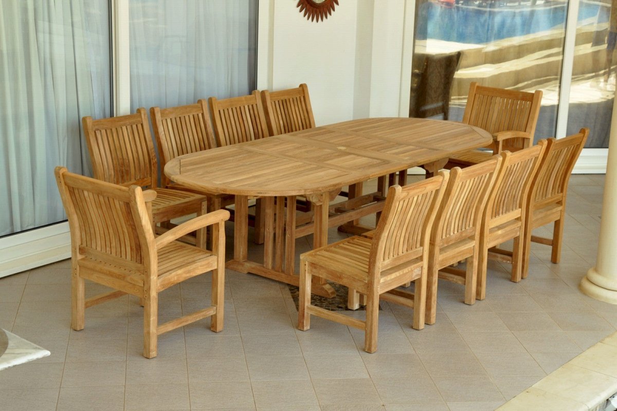 Teak Oval Dining Table and Chairs (10) - Sahara - Teak HQ™