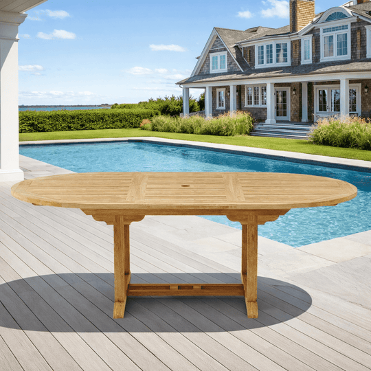 Teak Oval Outdoor Dining Table (87" Long) - Bahama - Teak HQ™
