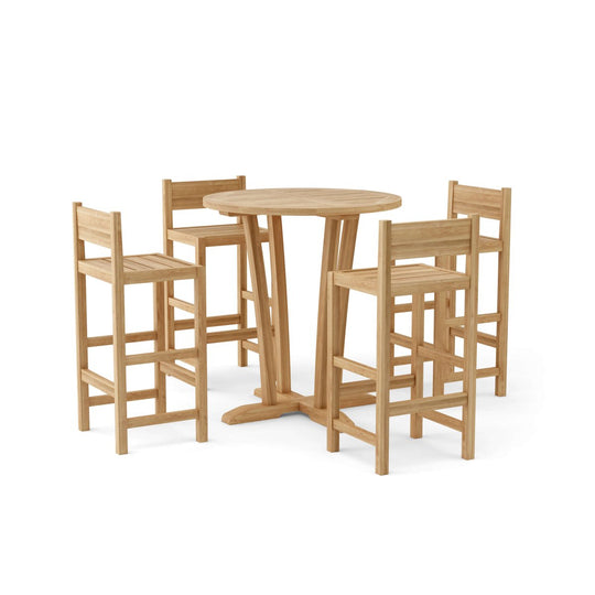 Teak Patio Bar Set - Descanso (Table) & Sedona (4 Chairs) - Teak HQ™