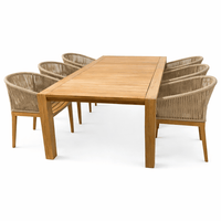 Teak Patio Dining Furniture - Comfort (Table) & Malibu (6 Chairs)
