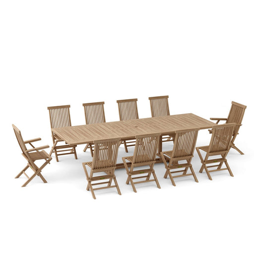 Teak Patio Dining Table and Chairs - Valencia (Table) & Classic (10 Chairs) - Teak HQ™