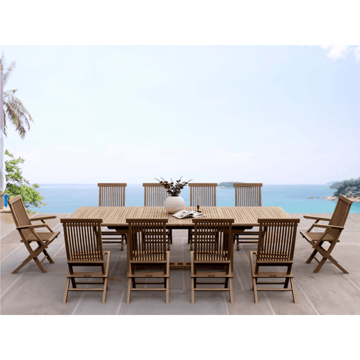 Teak Patio Dining Table and Chairs - Valencia (Table) & Classic (10 Chairs) - Teak HQ™