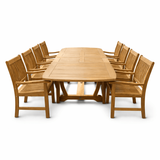 Teak Patio Table / Chairs - Gala (Table) & Compass (8 Chairs) - Teak HQ™