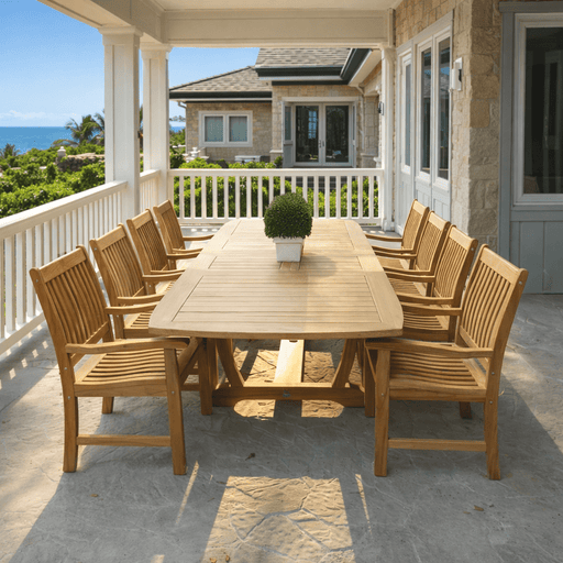 Teak Patio Table / Chairs - Gala (Table) & Compass (8 Chairs) - Teak HQ™