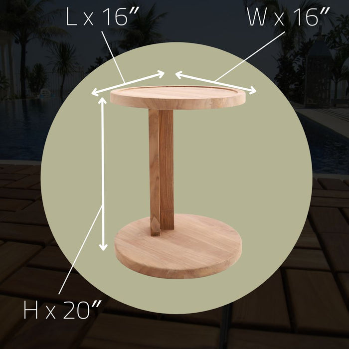 Teak Pedestal Side Table (16" Round) - Lumina - Teak HQ™