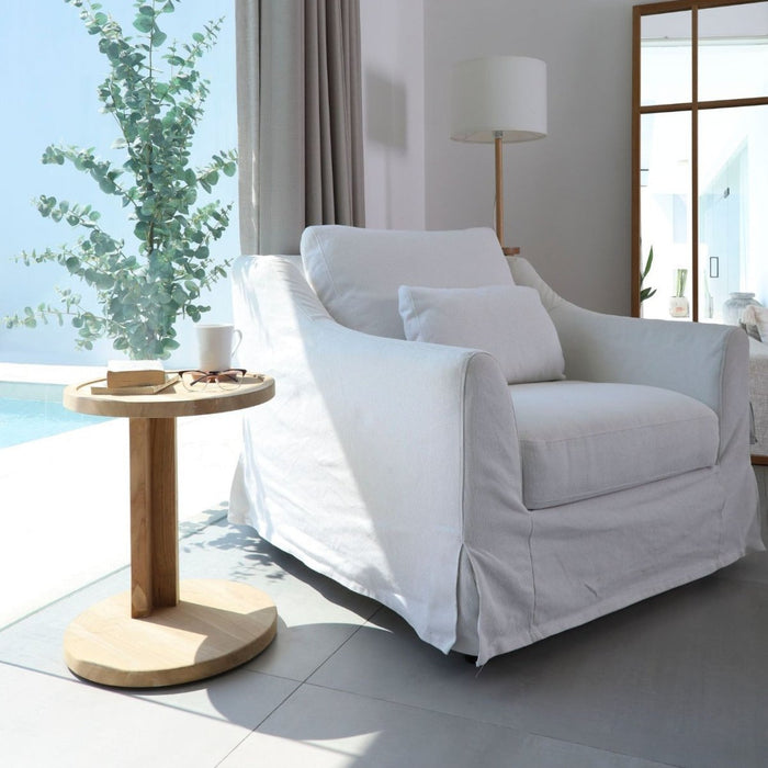 Teak Pedestal Side Table (16" Round) - Lumina - Teak HQ™