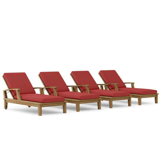 Teak Pool Chairs Set - Brianna 4 - Piece Lounger Set - Teak HQ™