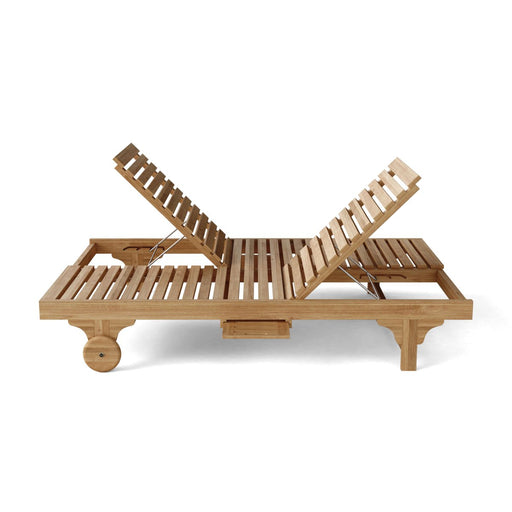 Teak Poolside Furniture - Bel - Air 2 - Person Side - by - Side Lounger - Teak HQ™