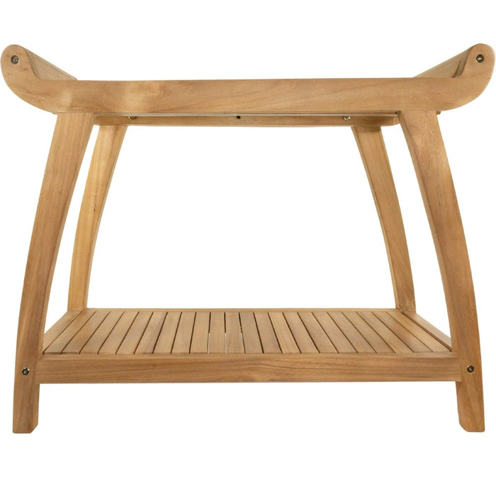 Teak Spa Bench With Curved Ends & Lower Shelf - Seacliff - Teak HQ™