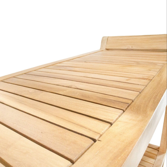 Teak Spa Bench With Curved Ends & Lower Shelf - Seacliff - Teak HQ™