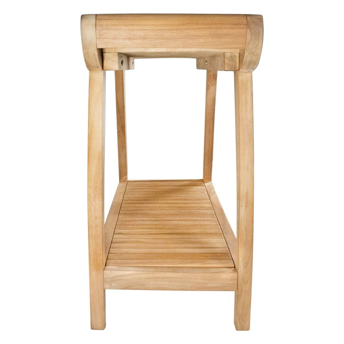 Teak Spa Bench With Curved Ends & Lower Shelf - Seacliff - Teak HQ™