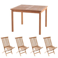 Teak Square Dining Table With 4 Chairs (Monaco)