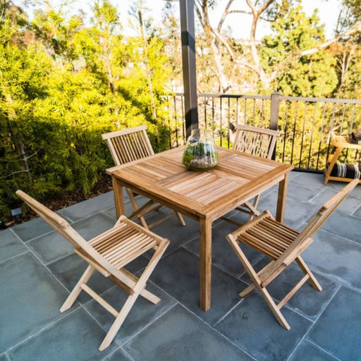 Teak Square Dining Table With 4 Chairs (Monaco) - Teak HQ™