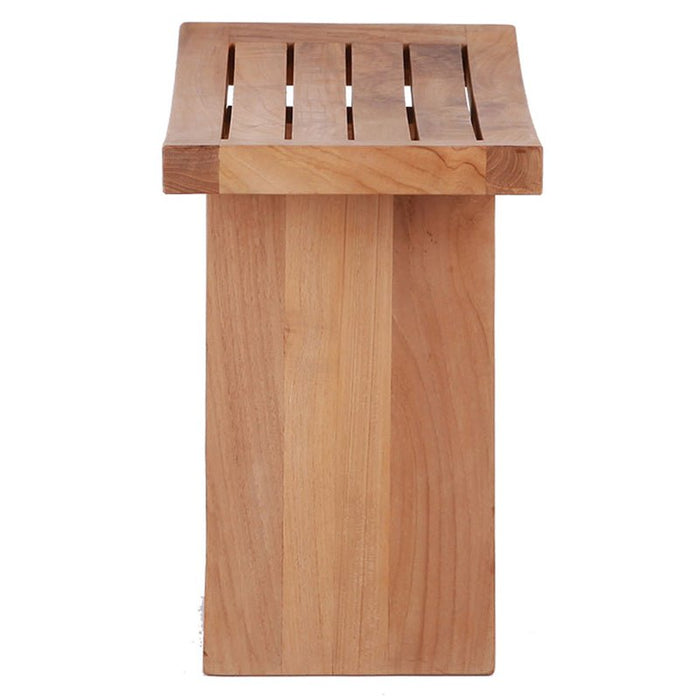 Teak Stool With Curved Seat & Lower Shelf - Vista - Teak HQ™