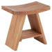 Teak Stool With Curved Seat & Lower Shelf - Vista - Teak HQ™