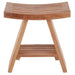 Teak Stool With Curved Seat & Lower Shelf - Vista - Teak HQ™