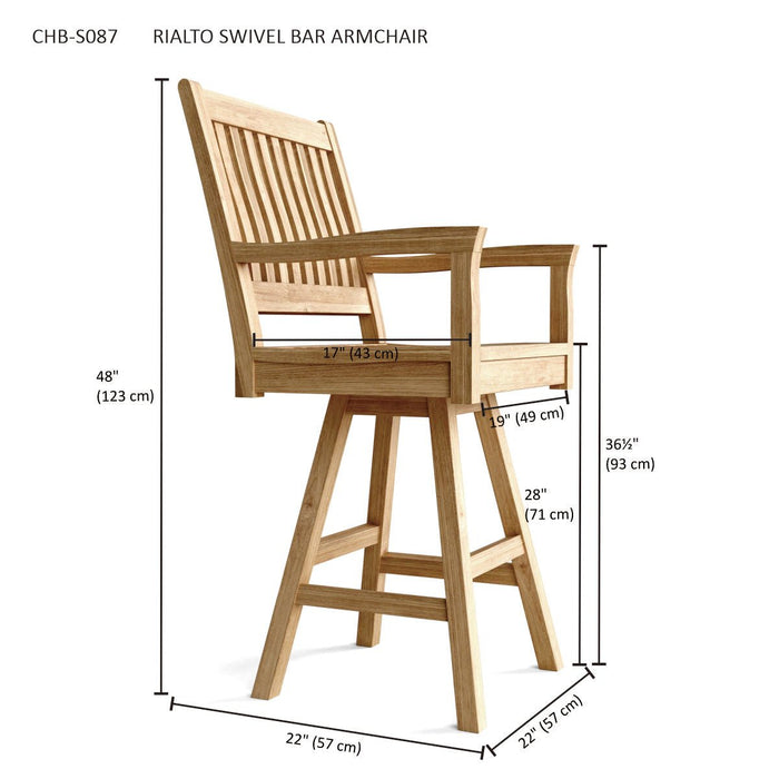 Teak Swivel Bar Chair - Rialto - Teak HQ™