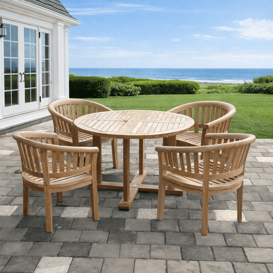 Teak Table and 4 Chairs - Tosca (Table) & Curve (Chairs) - Teak HQ™