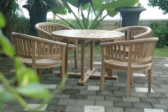 Teak Table and 4 Chairs - Tosca (Table) & Curve (Chairs) - Teak HQ™
